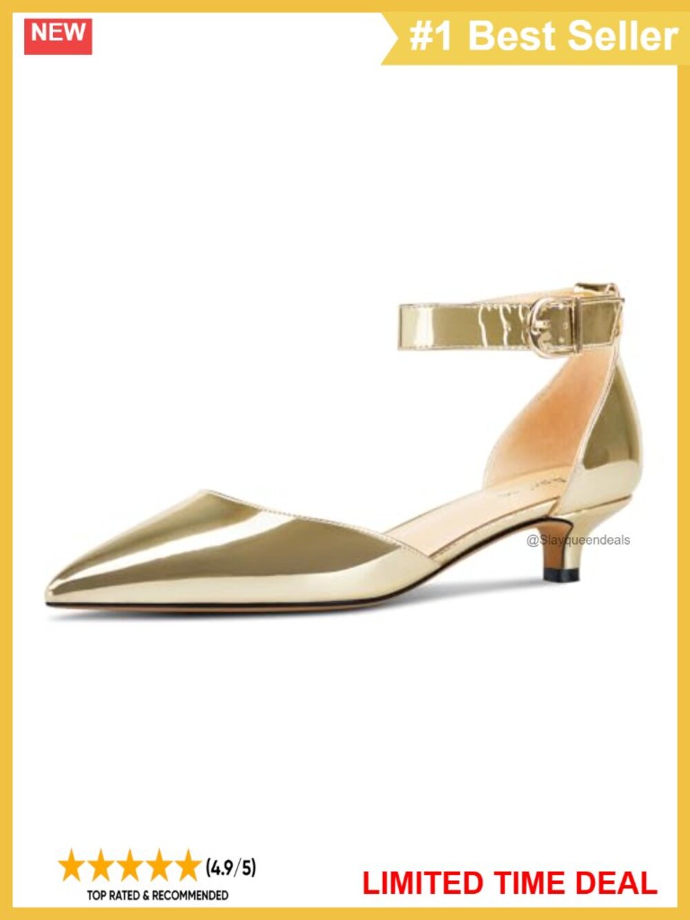Women Kitten Heel Ankle Strap Pumps Pointed Toe Dress Party Office Wedding